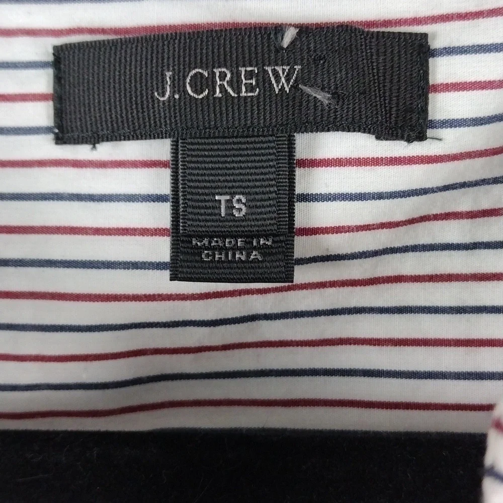J. Crew Red White Blue Pinstripe Floral Button V-Neck Long Sleeve Tunic …